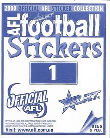 2000 Select AFL Stickers #1 AFL Logo Back